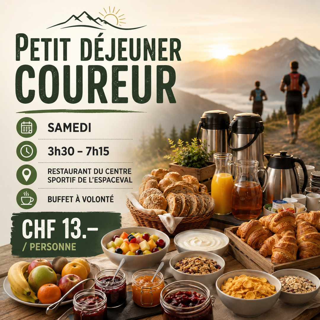 Petit déjeuner coureur/accompagnant – Samedi matin 30 mai